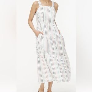 J Crew Factory Rainbow Tiered Maxi Dress in Cotton Poplin